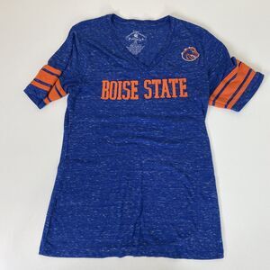 Colosseum Women's Boise State Broncos V Neck T-Shirt Embroidered BLUE XL